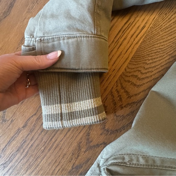 American Eagle green Utility Jacket Pink Fur Hood Parka Sherpa Y2K 00s coat - Picture 7 of 13